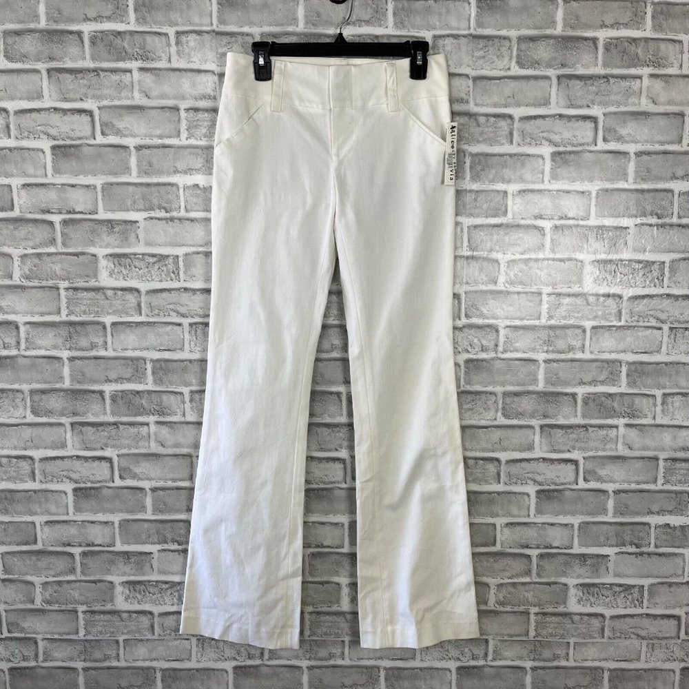 Alice + Olivia Women Dylan Flared Wide Leg Dress Trousers Pants Size 2 Mid Rise